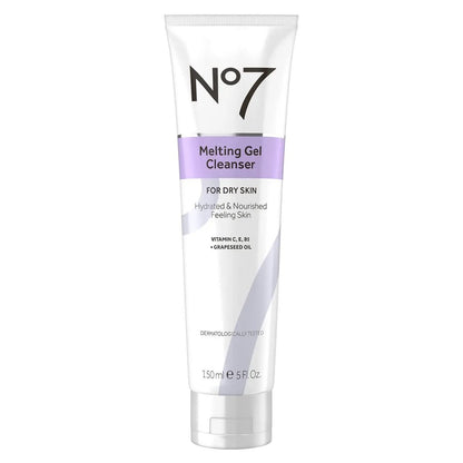 No7 Melting Gel Cleanser – Make-up-Entferner-Balsam mit Vitamin C + Vitamin E – Feuchtigkeitsspendender Gesichtsreiniger für trockene Haut – Hautausgleichender milchiger Reinigungsbalsam (150 ml)