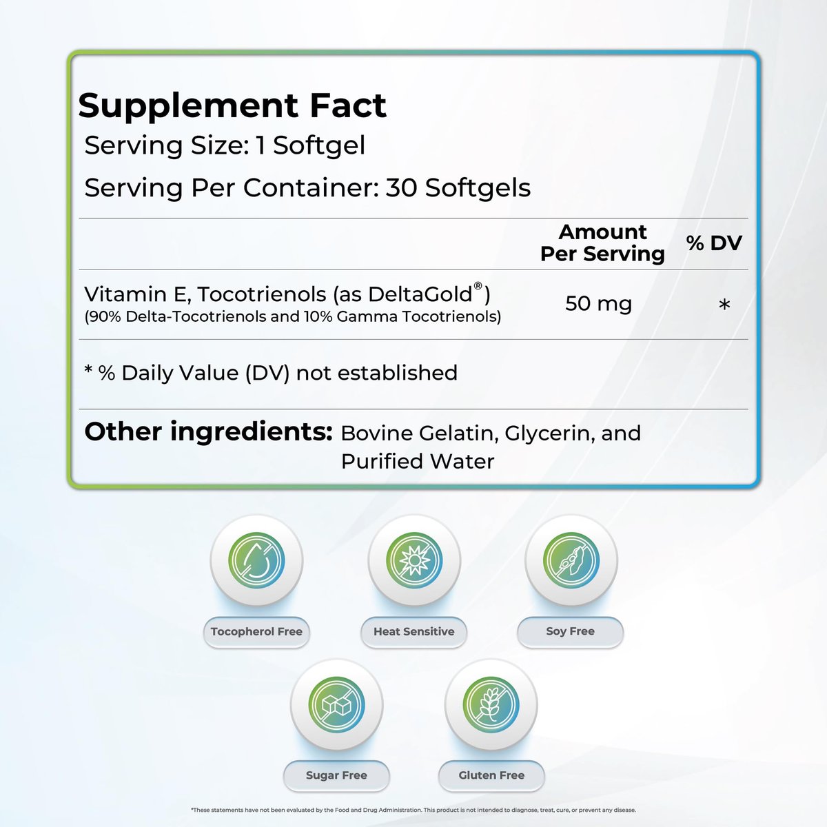 WELLNESS EXTRACT Eannatto Tocotrienole Deltagold Vitamin E Nahrungsergänzungsmittel, Weichkapseln, Tocopherolfrei, Nicht-GVO, Glutenfrei & Antioxidans (50 mg, 30 Weichkapseln)