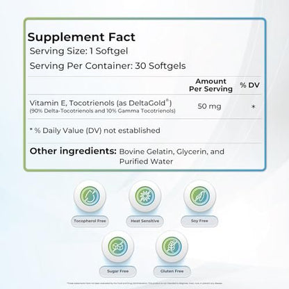 WELLNESS EXTRACT Eannatto Tocotrienole Deltagold Vitamin E Nahrungsergänzungsmittel, Weichkapseln, Tocopherolfrei, Nicht-GVO, Glutenfrei & Antioxidans (50 mg, 30 Weichkapseln)