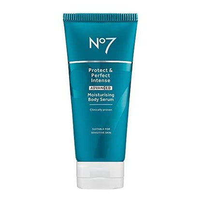 No7 Protect & Perfect Intense Advanced Body Serum – Anti-Aging Körper Serum mit Hyaluronsäure und Arganöl – Kollagen-Peptide Hautstraffende Körperfeuchtigkeitscreme (200 ml)