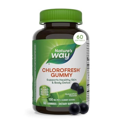 Nature's Way Chlorofresh Chlorophyll Gummies – Unterstützt gesunde Haut und Körperentgiftung, innerliches Deodorant, Obstgarten-Fruchtgeschmack, 60 Gummis