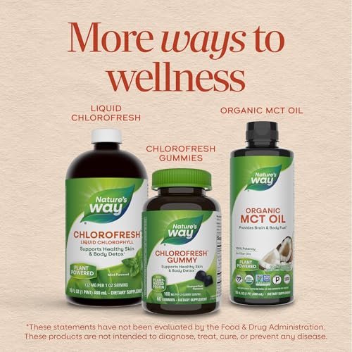 Nature's Way Chlorofresh Chlorophyll Gummies – Unterstützt gesunde Haut und Körperentgiftung, innerliches Deodorant, Obstgarten-Fruchtgeschmack, 60 Gummis