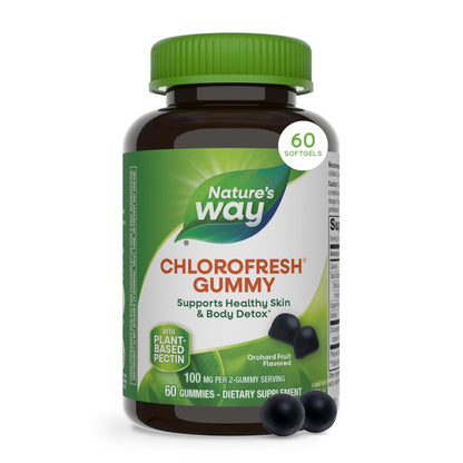 Nature's Way Chlorofresh Chlorophyll Gummies – Unterstützt gesunde Haut und Körperentgiftung, innerliches Deodorant, Obstgarten-Fruchtgeschmack, 60 Gummis