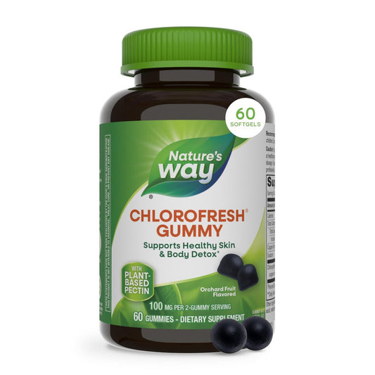 Nature's Way Chlorofresh Chlorophyll Gummies – Unterstützt gesunde Haut und Körperentgiftung, innerliches Deodorant, Obstgarten-Fruchtgeschmack, 60 Gummis
