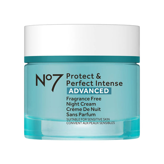 No7 Protect & Perfect Intense Advanced Nachtcreme ohne Duftstoffe - Vitamin E & Shea Butter Gesichtscreme - Feuchtigkeitscreme gegen feine Linien mit Kollagen-Peptid-Technologie (50 ml)