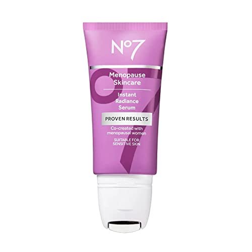 No7 Menopause Hautpflege Instant Radiance Serum – Feuchtigkeitsspendendes Gesichtsserum mit Hyaluronsäure + Kollagenpeptiden für festere, gesünder aussehende Haut – mit kühlendem Applikator (30 ml)