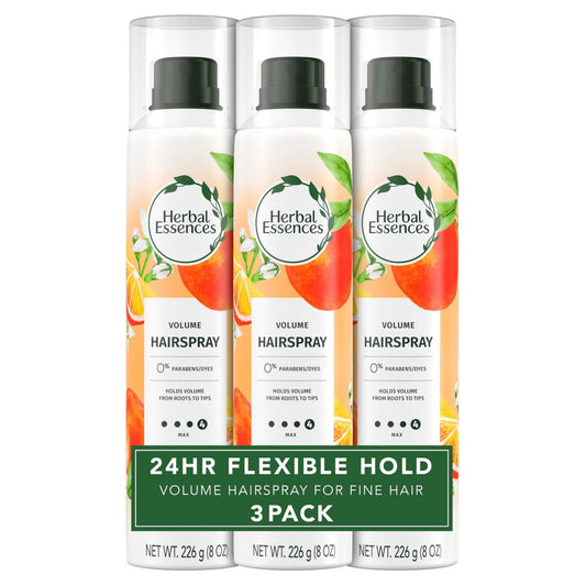 Herbal Essences Volumen-Haarspray, Starker Halt, Frischer Zitrusduft, 3er-Pack, 24 oz Gesamt