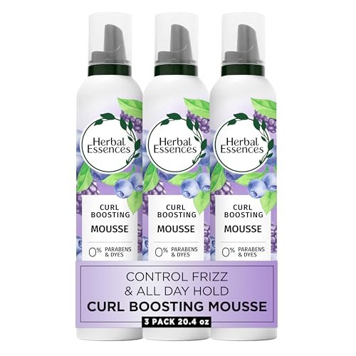 Herbal Essences Curl Boosting Mousse – Lockenmousse für definierte Locken & Wellen, Frizz-Kontrolle, langanhaltender Halt, Beerenduft, ohne Parabene & Farbstoffe, tierversuchsfrei, 3er-Pack à 200 ml