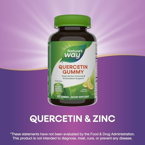 Nature's Way Quercetin Gummies mit Zink – Immunabwehr & Antioxidantien, Zitronengeschmack, 60 Gummis (Verpackung kann variieren)