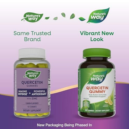 Nature's Way Quercetin Gummies mit Zink – Immunabwehr & Antioxidantien, Zitronengeschmack, 60 Gummis (Verpackung kann variieren)