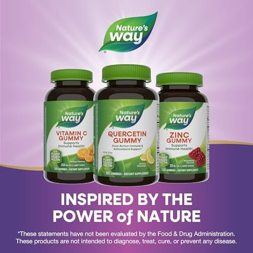 Nature's Way Quercetin Gummies mit Zink – Immunabwehr & Antioxidantien, Zitronengeschmack, 60 Gummis (Verpackung kann variieren)