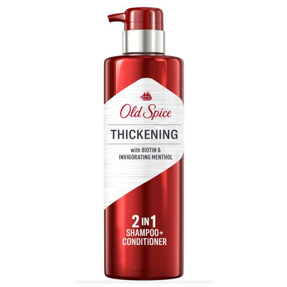 Old Spice Herren 2-in-1 Shampoo und Conditioner mit Biotin und belebendem Menthol, 17,9 oz – Für dickeres, volleres Haar