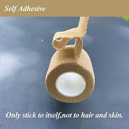 CIYAGPOOU Selbstklebende Bandage, 2 Zoll x 5 Yards, braun - Atmungsaktives elastisches Klebeband für Sport, Erste Hilfe, Handgelenk und Haustiere