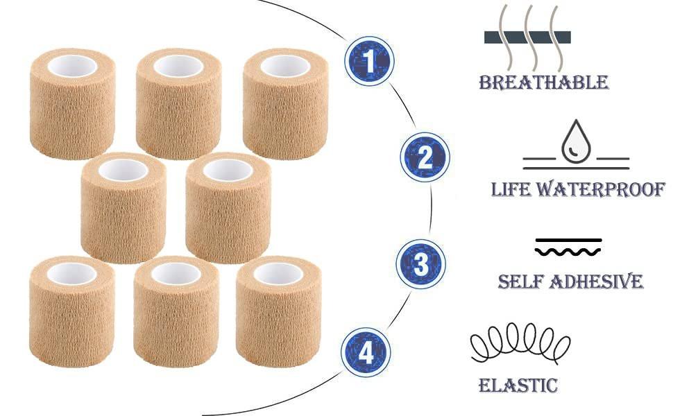 CIYAGPOOU Selbstklebende Bandage, 2 Zoll Rosa, Atmungsaktive Elastische Cohesive Bandagen, Sporttape Bulk für Erste Hilfe, Handgelenksverstauchungen
