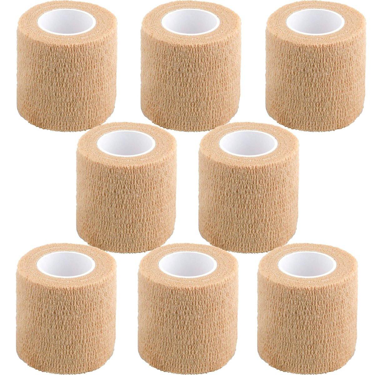 CIYAGPOOU Selbstklebende Bandage, 2 Zoll x 5 Yards, braun - Atmungsaktives elastisches Klebeband für Sport, Erste Hilfe, Handgelenk und Haustiere