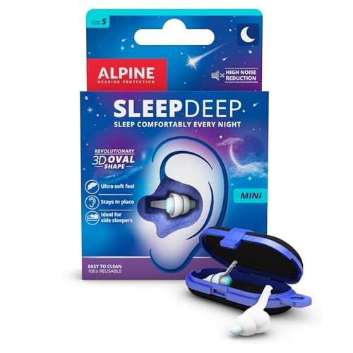 Alpine SleepDeep Mini - Weiche Ohrstöpsel für Schlaf und Konzentration - Neue 3D-ovale Form und geräuschreduzierendes Gel für bessere Dämpfung - 27 dB - Ideal für Seitenschläfer - 1 Paar wiederverwendbar: Größe S