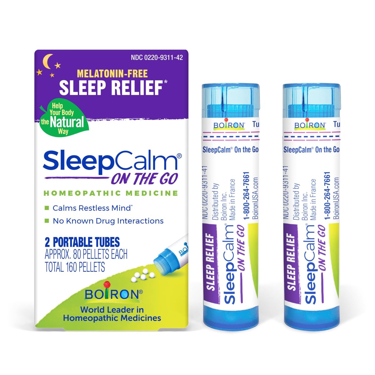 Boiron SleepCalm für unterwegs – Schlafhilfe für tiefen, erholsamen Schlaf – Melatoninfrei und nicht gewöhnungsbildend – 80 Tabletten (2er-Pack)
