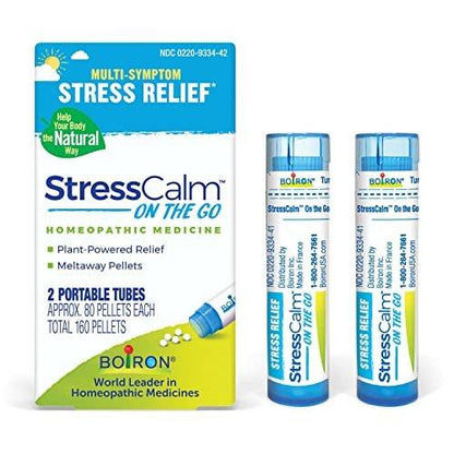 Boiron StressCalm für unterwegs – 2er-Pack (160 Kügelchen) zur Linderung von Stress, Ängstlichkeit, Nervosität, Reizbarkeit und Erschöpfung