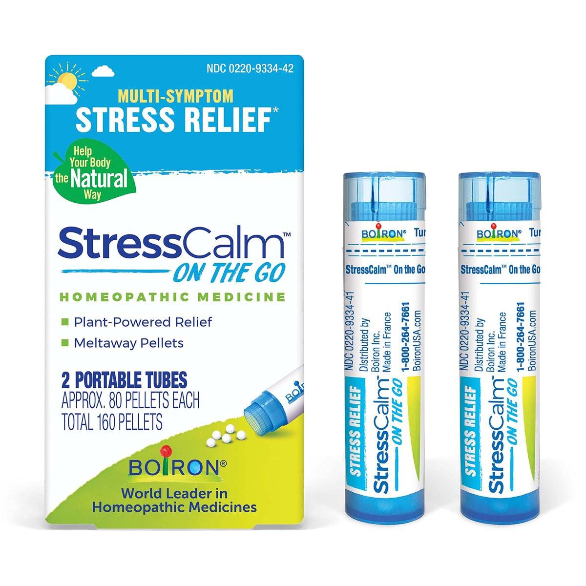 Boiron StressCalm für unterwegs – 2er-Pack (160 Kügelchen) zur Linderung von Stress, Ängstlichkeit, Nervosität, Reizbarkeit und Erschöpfung