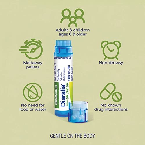 Boiron Diaralia On The Go – Reisedurchfallmittel gegen Durchfall, Blähungen, Bauchschmerzen und Reisedurchfall – 2 Packungen (160 Kügelchen)