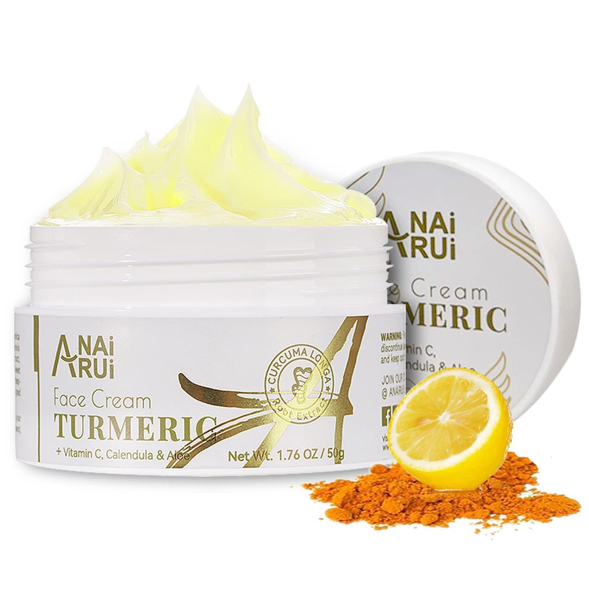 ANAI RUI Gesichtsfeuchtigkeitscreme mit Kurkuma und Vitamin C – Hydratisierende, straffende und festigende Creme für dunkle Flecken und trockene Haut, 50 ml