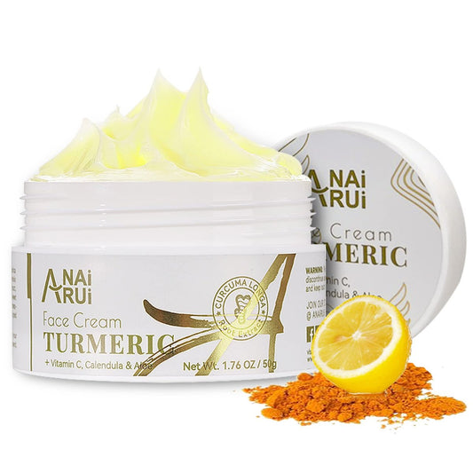 ANAI RUI Gesichtsfeuchtigkeitscreme mit Kurkuma und Vitamin C – Hydratisierende, straffende und festigende Creme für dunkle Flecken und trockene Haut, 50 ml