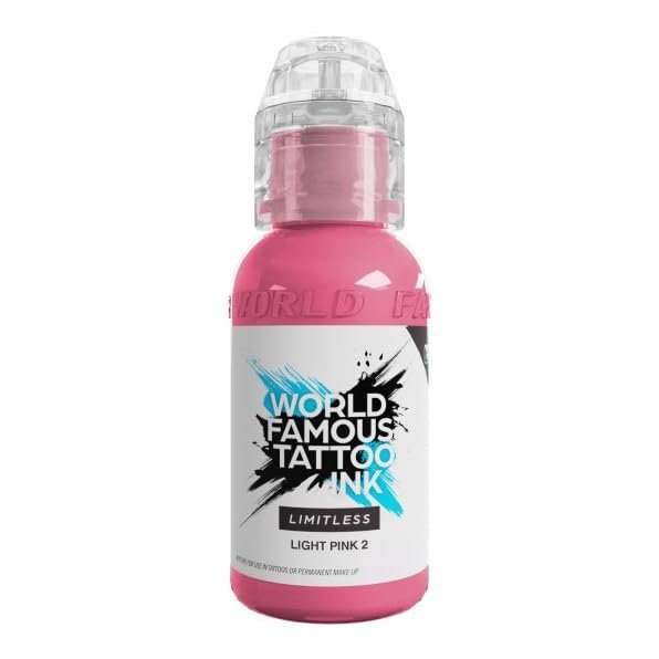 World Famous Tattoo Ink Limitless - Hellrosa 2 Tattoo Farbe - Professionelle Tattoo Farbe & Tattoo Zubehör - Hautsichere permanente Tätowierung in kräftigen Farbtönen - Vegan & ungiftig (30 ml)