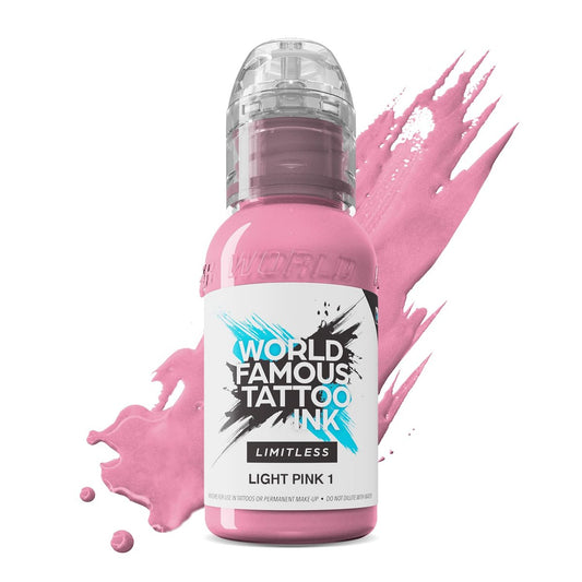 World Famous Tattoo Ink Limitless - Hellrosa 1 oz - Professionelle Tattoo Farbe & Tattoo Zubehör - Hautsichere permanente Tätowierung in kräftigen Farbtönen - Vegan & ungiftig (28 ml)
