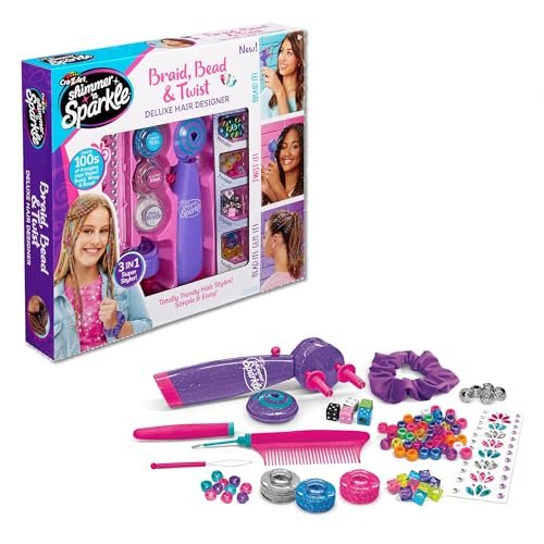 Cra-Z-Art Shimmer ‘n Sparkle Braid Bead and Twist Deluxe Haar-Designer – Vielseitiges Flecht- und Perlen-Set für kreative Frisuren