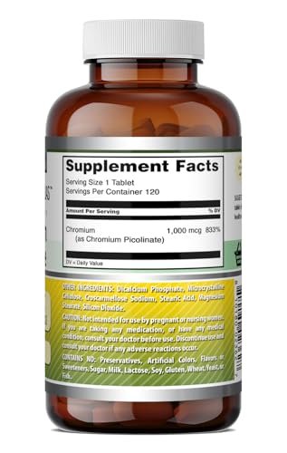 Amazing Formulas Chrompicolinat 1000 µg – 120 Tabletten, Nicht-GVO, Glutenfrei, Hergestellt in USA