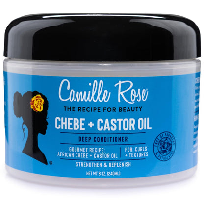 Camille Rose Black Castor Oil + Chebe Tiefenpflege für trockenes, geschädigtes Haar – Stärkt und spendet Feuchtigkeit, revitalisiert strukturiertes, lockiges Haar, 237 ml