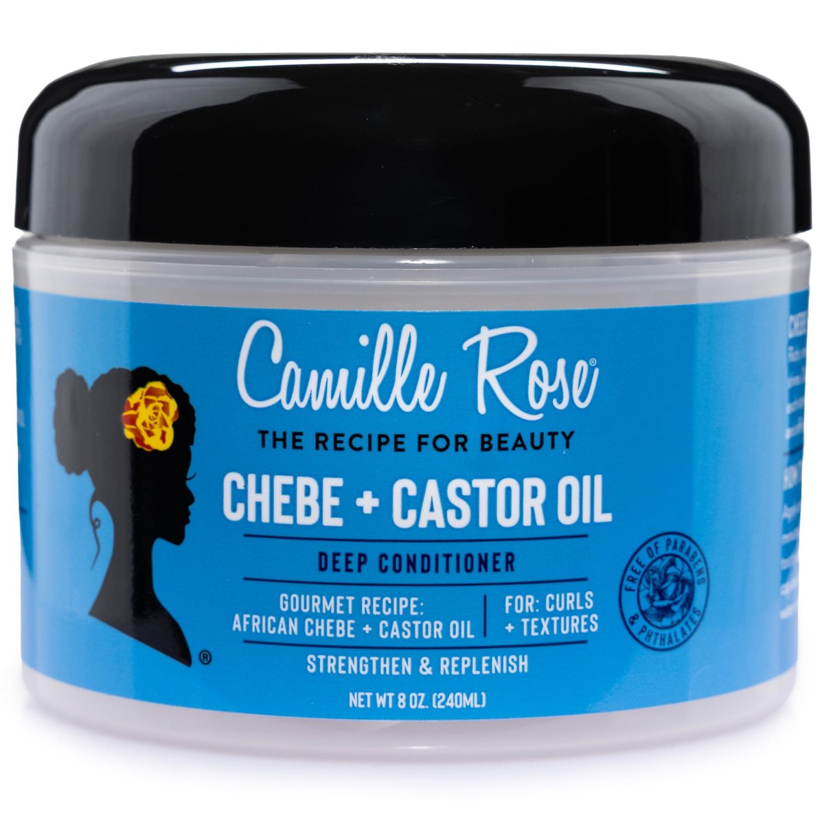 Camille Rose Black Castor Oil + Chebe Tiefenpflege für trockenes, geschädigtes Haar – Stärkt und spendet Feuchtigkeit, revitalisiert strukturiertes, lockiges Haar, 237 ml