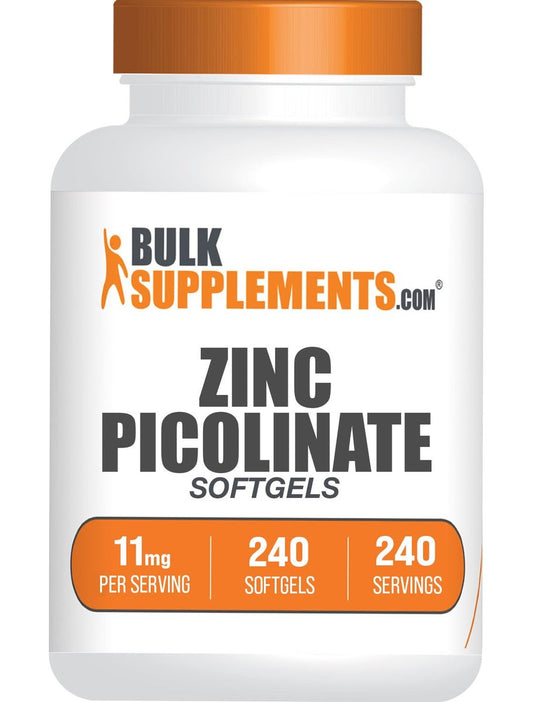 BulkSupplements.com Zinkpicolinat Weichkapseln – Zink 11 mg, Immununterstützung, glutenfrei – 1 Kapsel pro Portion, 240 Stück (1er Pack)