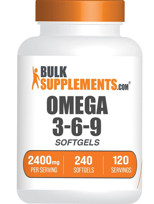 BulkSupplements.com Omega 3-6-9 Softgels – Triple Omega Supplement aus Leinsamen, Nachtkerzenöl & Fischöl – 2 Softgels pro Portion, 240 Stück