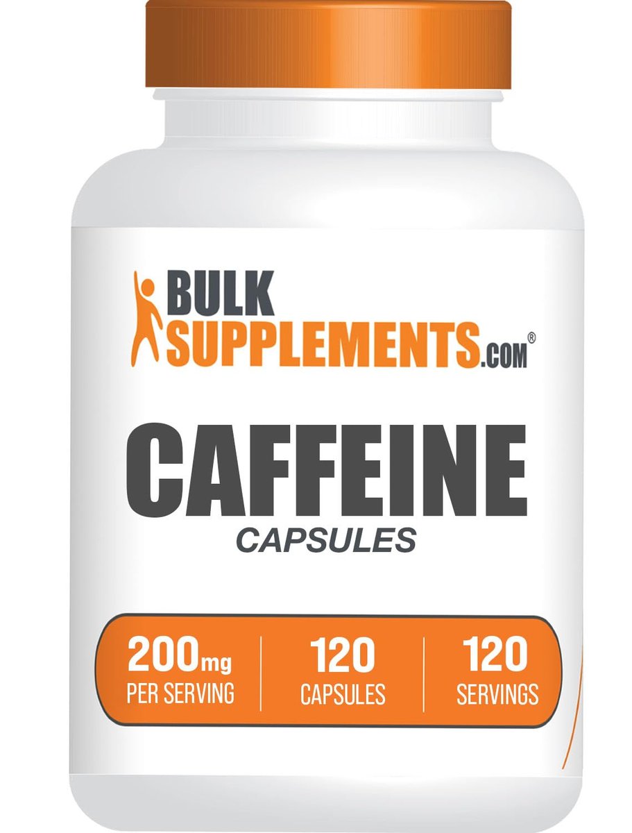 BulkSupplements.com Koffein 200mg Kapseln - Nahrungsergänzungsmittel für Energieboost, Koffein Pillen 200mg - Glutenfrei, 1 Kapsel pro Portion, 120 Stück (1er Pack)