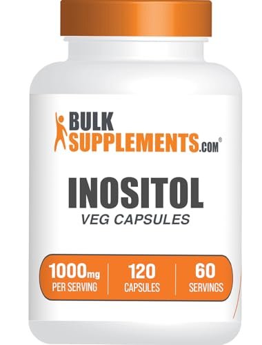BulkSupplements.com Inositol Kapseln - Vitamin B8, 1000mg Inositol für das allgemeine Wohlbefinden - Glutenfrei, 2 Kapseln pro Portion, 120 Stück (1er Pack)