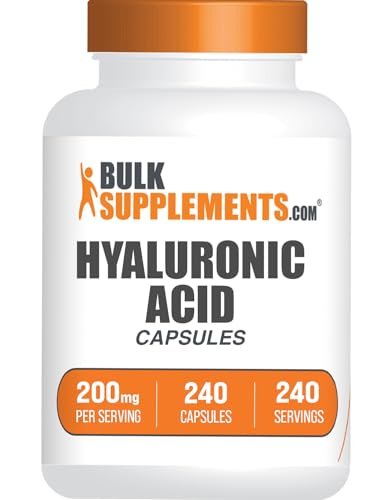 BulkSupplements.com Hyaluronsäure Kapseln 200 mg – 240 Kapseln, rein & glutenfrei, 1 Kapsel pro Portion