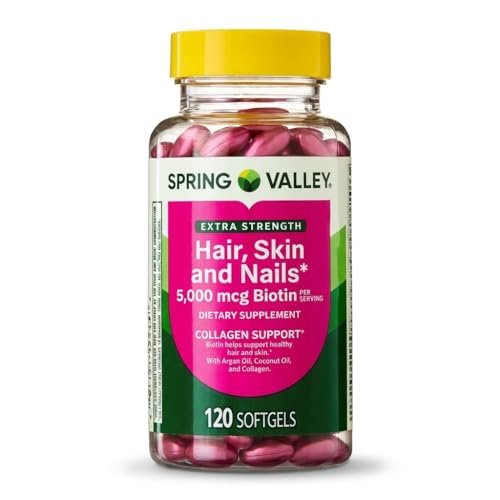Spring Valley Extra Strength Haar, Haut & Nägel Nahrungsergänzungsmittel 120 Kapseln mit 5000 mcg Biotin