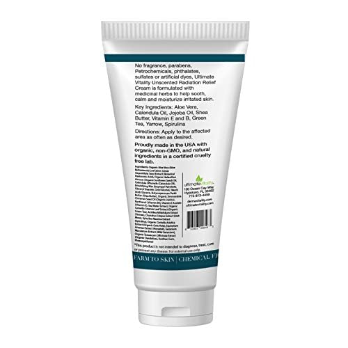 UltimateVitality Strahlungsbrand-Linderungscreme ohne Duft – Calendula-Creme für Strahlungspatienten, natürlich, bio, paraben- und phthalatfrei – 56,7 g