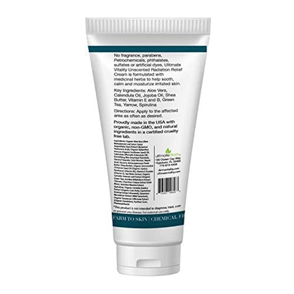 UltimateVitality Strahlungsbrand-Linderungscreme ohne Duft – Calendula-Creme für Strahlungspatienten, natürlich, bio, paraben- und phthalatfrei – 56,7 g