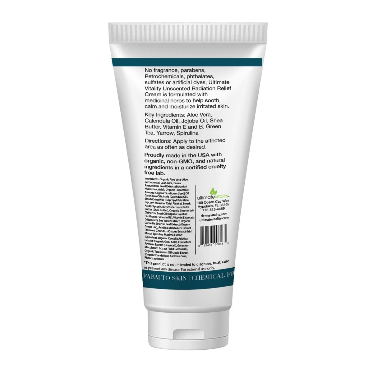 UltimateVitality Strahlungsbrand-Linderungscreme ohne Duft – Calendula-Creme für Strahlungspatienten, natürlich, bio, paraben- und phthalatfrei – 56,7 g