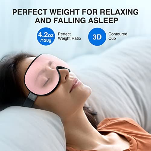 YFONG Gewichtete Schlafmaske 120g – 3D Augenmaske zur Druckentlastung mit Memory-Schaum für Damen und Herren, verstellbarer Riemen, Schlafbrille für Reisen, Nickerchen, Yoga (Rosa)