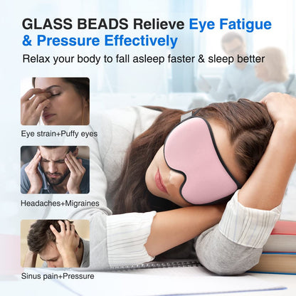YFONG Gewichtete Schlafmaske 120g – 3D Augenmaske zur Druckentlastung mit Memory-Schaum für Damen und Herren, verstellbarer Riemen, Schlafbrille für Reisen, Nickerchen, Yoga (Rosa)
