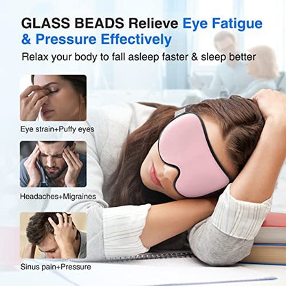 YFONG Gewichtete Schlafmaske 120g – 3D Augenmaske zur Druckentlastung mit Memory-Schaum für Damen und Herren, verstellbarer Riemen, Schlafbrille für Reisen, Nickerchen, Yoga (Rosa)