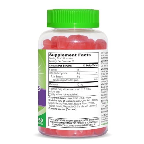 VitaJoy Melatonin Gummies 10 mg Extra Strength – Einschlafhilfe, Erdbeergeschmack, Pektin-basiert, vegetarisch, glutenfrei, 60 Gummis (30 Portionen)