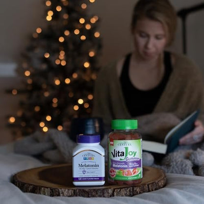 VitaJoy Melatonin Gummies 10 mg Extra Strength – Einschlafhilfe, Erdbeergeschmack, Pektin-basiert, vegetarisch, glutenfrei, 60 Gummis (30 Portionen)