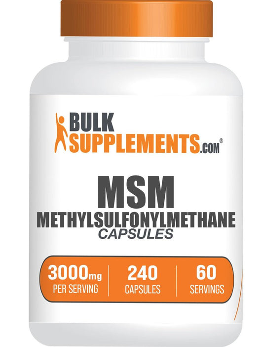 BulkSupplements.com MSM Kapseln - Methylsulfonylmethan, MSM 3000mg - Gelenkergänzung, Glutenfrei, 4 Kapseln pro Portion, 240 Stück (1er-Pack)
