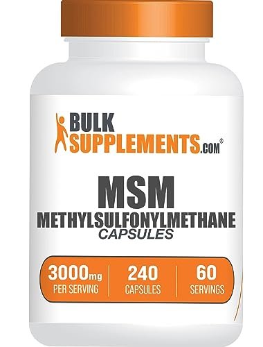 BulkSupplements.com MSM Kapseln - Methylsulfonylmethan, MSM 3000mg - Gelenkergänzung, Glutenfrei, 4 Kapseln pro Portion, 240 Stück (1er-Pack)