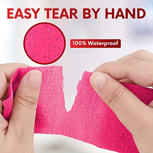 HEALQU Selbstklebende Bandage-Wickel – Kohäsives Tape für Sport und Athletik 1 Zoll x 5 Yards, 12 Rollen – Selbsthaftendes medizinisches Tape, flexibel, elastisch, mehrfarbig für Handgelenk & Knöchel, auch als Tierverband