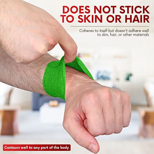 HEALQU Selbstklebende Bandage – 12 Rollen 5cm x 4,5m Selbsthaftende Tape für Sport und Medizin – Flexible, Elastische Verbände für Handgelenk, Knöchel und Hundepfoten